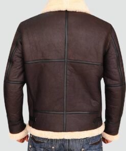 Mens Bomber Leather Aviator Shearling Jacket