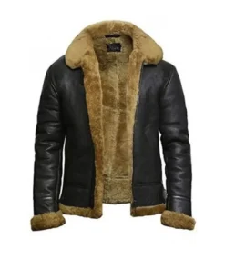 Mens Faux Shearling B3 Flight Leather Jacket