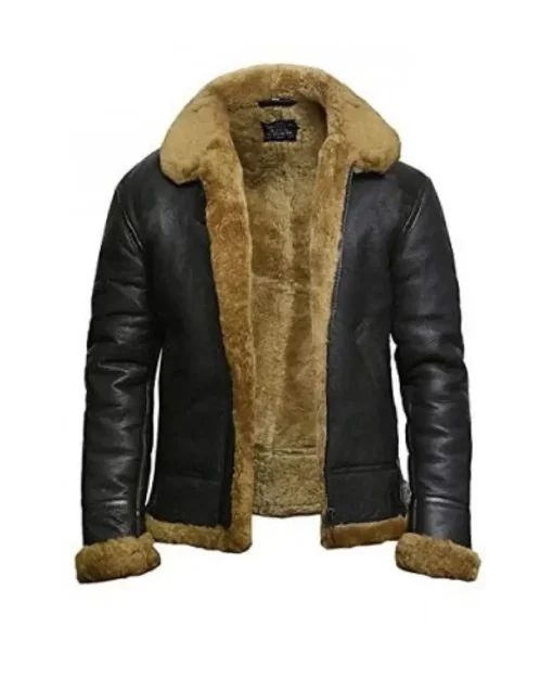 Mens Faux Shearling B3 Flight Leather Jacket