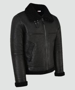 Mens Jet Black Shearling Jacket