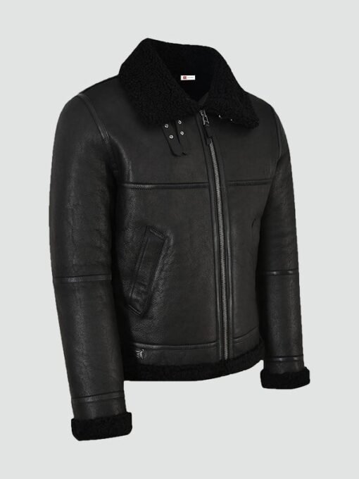 Mens Jet Black Shearling Jacket