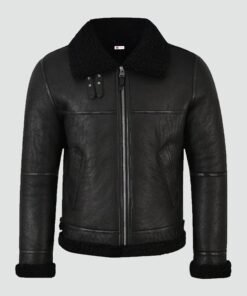 Mens Jet Black Shearling Jacket