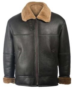 Men’s Black Sheepskin Leather Shearling Jacket