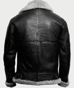 B3 Bomber Black Fur Pilot Leather Jacket