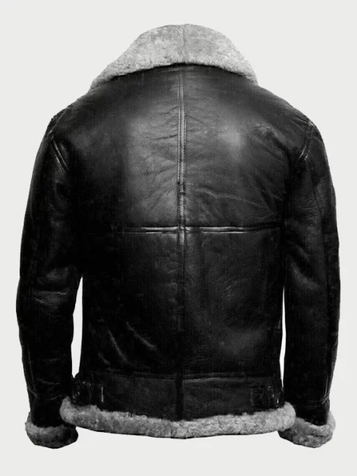 B3 Bomber Black Fur Pilot Leather Jacket