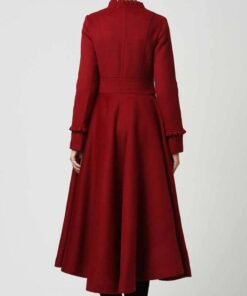Women’s Long Wool Coat with Ruffle