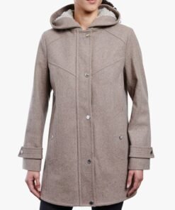 Women’s Zip Front Wool Hooded Coat