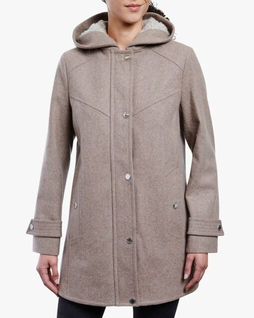 Women’s Zip Front Wool Hooded Coat