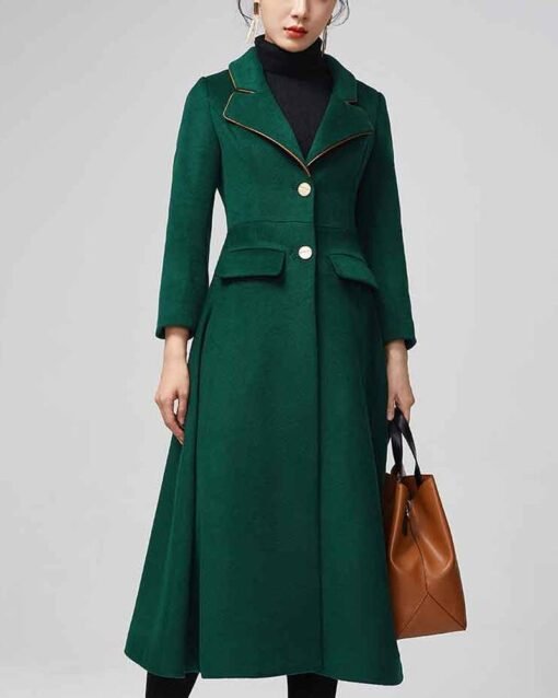 Women’s Green Maxi Wool Coat