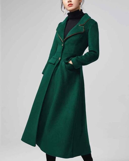 Women’s Green Maxi Wool Coat