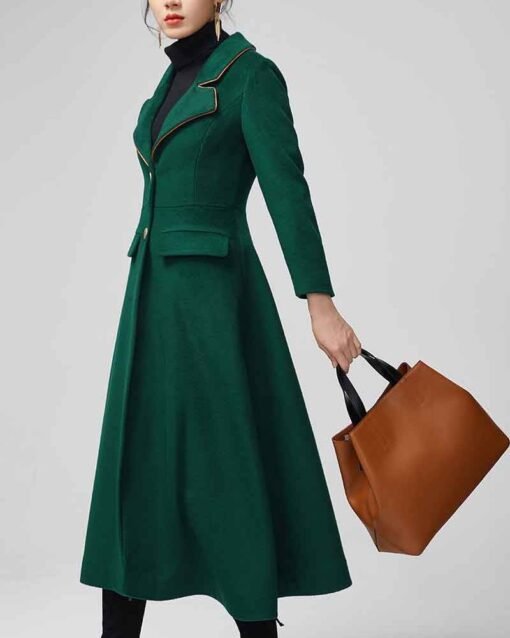 Women’s Green Maxi Wool Coat