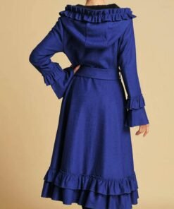 Women’s Wool Maxi Blue Coat With Hood