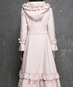 Women’s Wool Maxi Baby Pink Coat With Hood