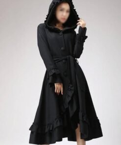 Women’s Wool Black Maxi Coat With Hood