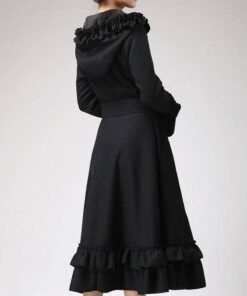 Women’s Wool Black Maxi Coat With Hood