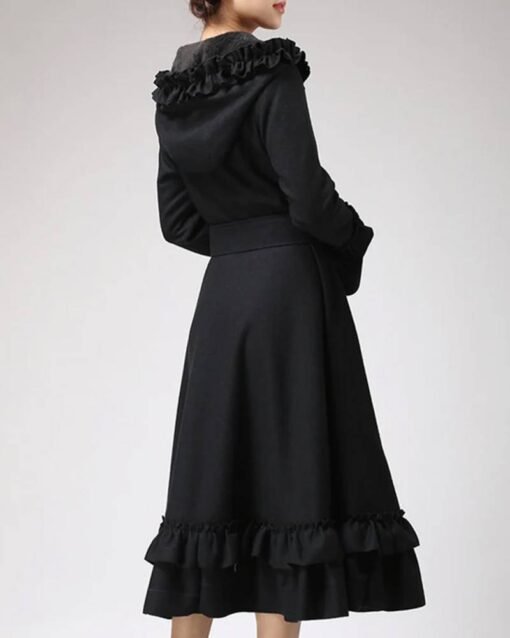 Women’s Wool Black Maxi Coat With Hood