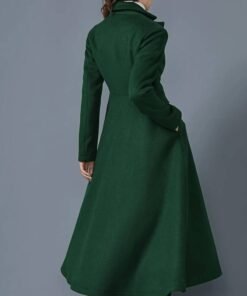 Women’s Swing Dark Green Wool Coat