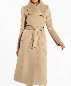 Baby Alpaca Long Wide Collar Wrap Women Coat
