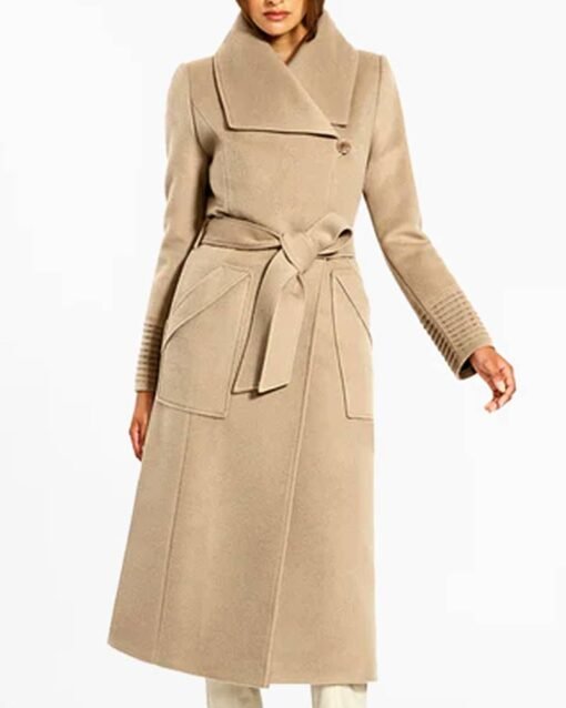 Baby Alpaca Long Wide Collar Wrap Women Coat