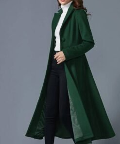 Women’s Swing Dark Green Wool Coat