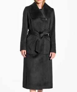 Baby Alpaca Long Wide Collar Wrap Women Coat