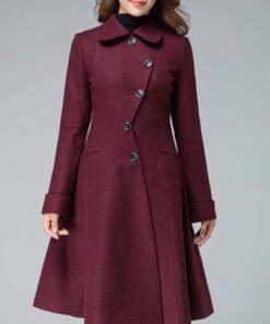 Women’s Designer Retro Maroon Coat