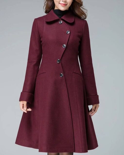 Women’s Designer Retro Maroon Coat