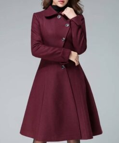 Women’s Designer Retro Maroon Coat