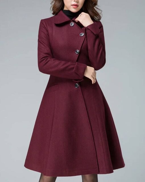 Women’s Designer Retro Maroon Coat