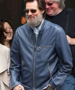 Jim Carrey Blue Biker Leather Jacket