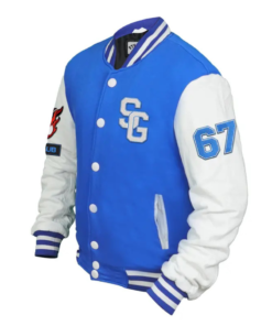 Stegaro Blue And White Letterman Varsity Jacket