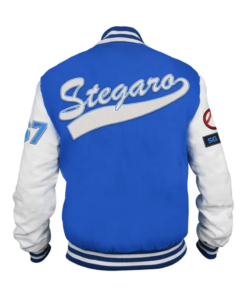 Stegaro Blue And White Letterman Varsity Jacket