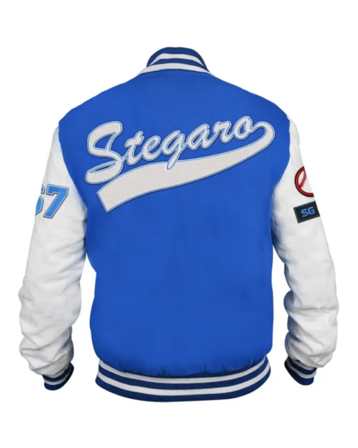 Stegaro Blue And White Letterman Varsity Jacket