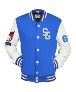 Stegaro Blue And White Letterman Varsity Jacket