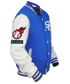 Stegaro Blue And White Letterman Varsity Jacket