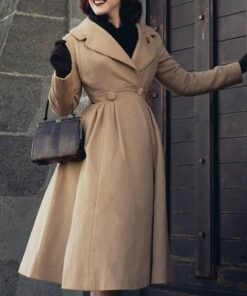 Womens 1950s Princess Beige Maxi Wool Coat