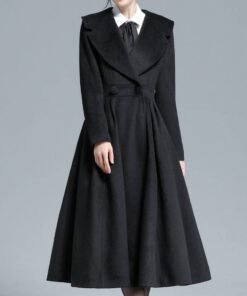 Women’s 1950s Princess Black Maxi Wool Coat