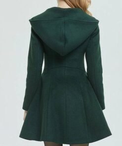 Women’s Forest Green Swing Hooded Wool Coat