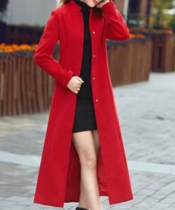 Women’s Winter Red Long Wool Coat