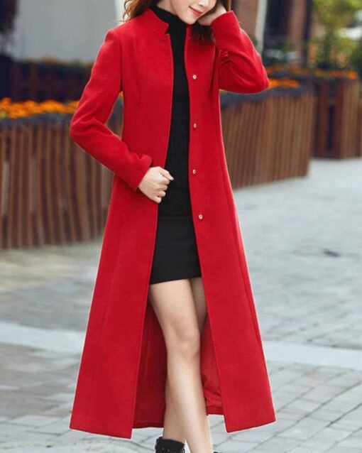 Women’s Winter Red Long Wool Coat