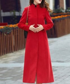 Women’s Winter Red Long Wool Coat
