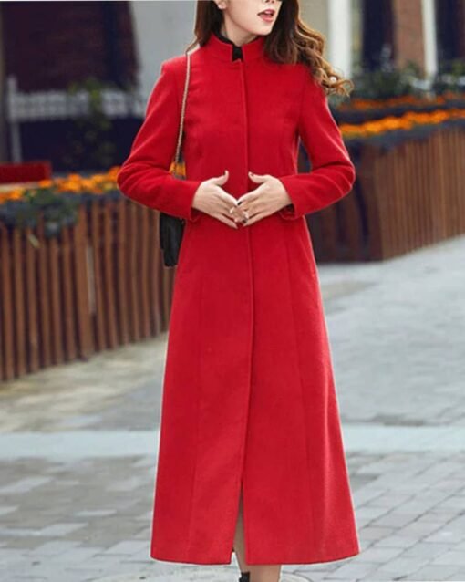 Women’s Winter Red Long Wool Coat