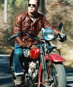 Brad Pitt Biker Brown Leather Jacket