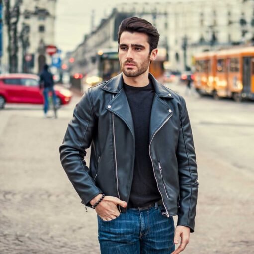 World Famous Mens Black Leather Jacket