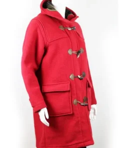 Women’s Duffle Wool Red Hooded Coat
