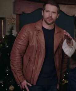 Christmas At Plumhill Manor 2024 Kyle Pryor Brown Leather Jacket