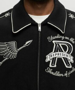 Represent Cherub Wool Varsity Jacket Black College Jackets