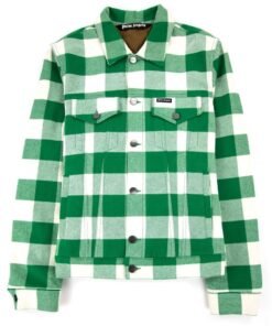 Palm Angels Curved Logo Check Jacket Green 310