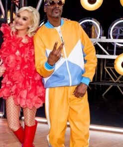 The Voice S026 Snoop Dogg Colorblock Yellow Leather Tracksuit