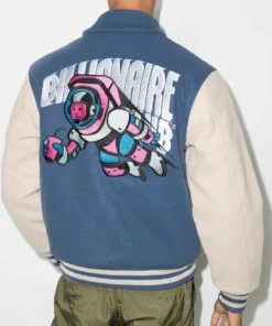 Cafeteria BBC Blue and Off-White Letterman Jacket